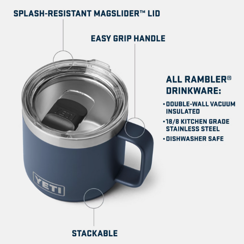 Everything Money RAMBLER® 14 OZ STACKABLE MUG by YETI® (GREEN)